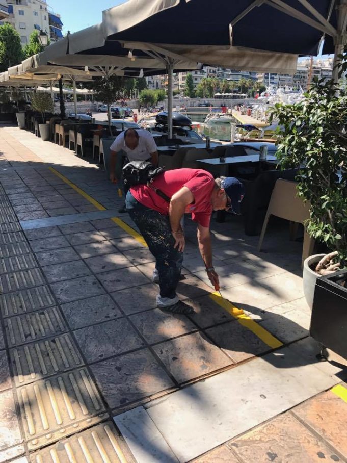 Ξεκίνησε πρόγραμμα διαγραμμίσεων χώρων για τραπεζοκαθίσματα στον Πειραιά