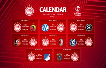 Europa League: Το πλήρες πρόγραμμα του Ολυμπιακού – Πότε και σε ποια γήπεδα παίζει τα εκτός έδρας